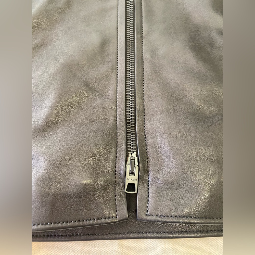 NWT Coach Outlet Womens Leather Racer Jacket Black Hardware Buttery Luxury XS - Picture 6 of 13